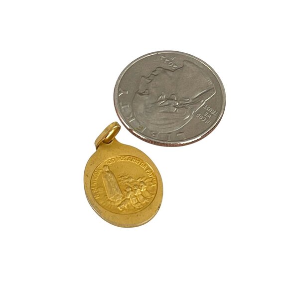 Nossa Senhora Do Rosario De Fatima Gold-Tone Religious Pendant - Picture 6 of 7